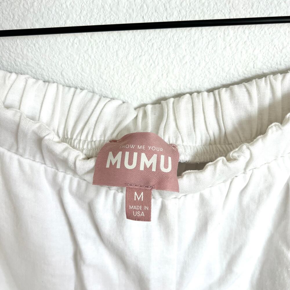 Show Me Your Mumu White KickBack Linen Wide Leg Pants Women’s Medium - Picture 5 of 7